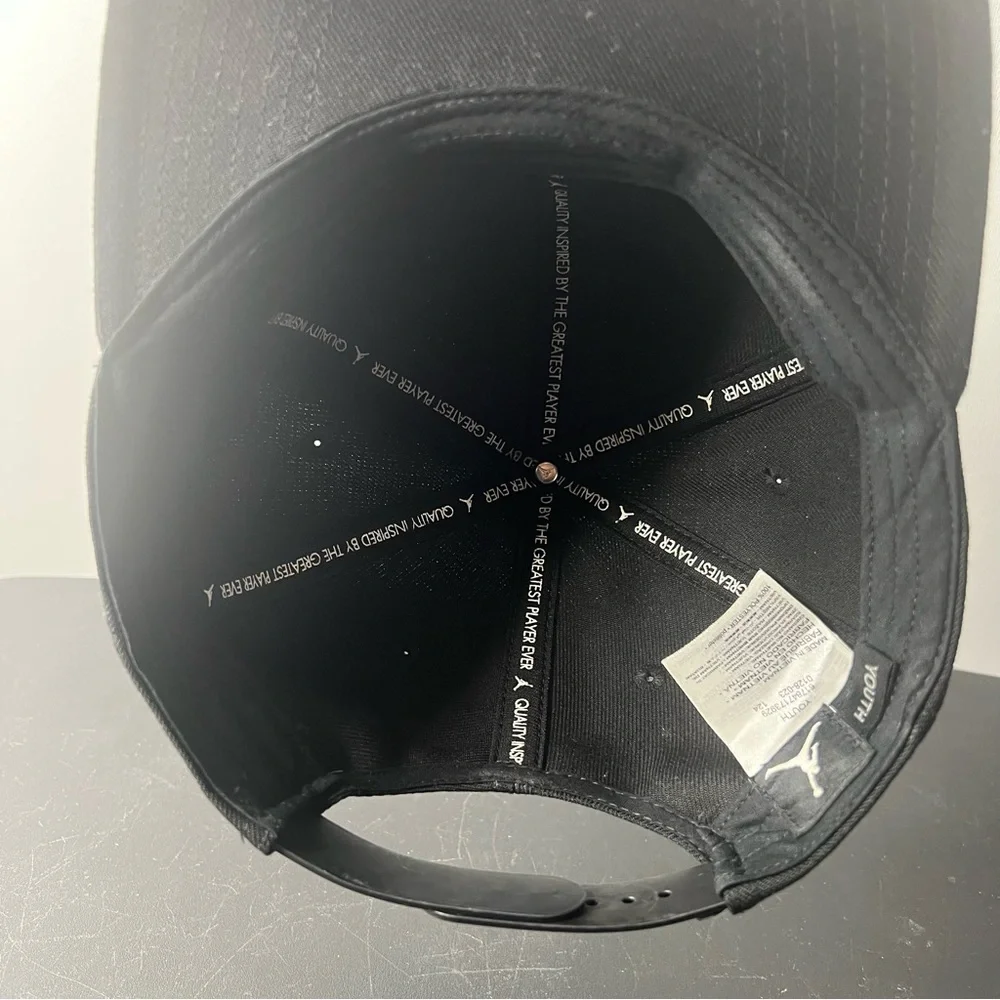 Air Jordan Youth Structured SnapBack Cap Hat Black Adjustable Style # 0128-023